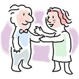 man and woman shaking hands cartoon